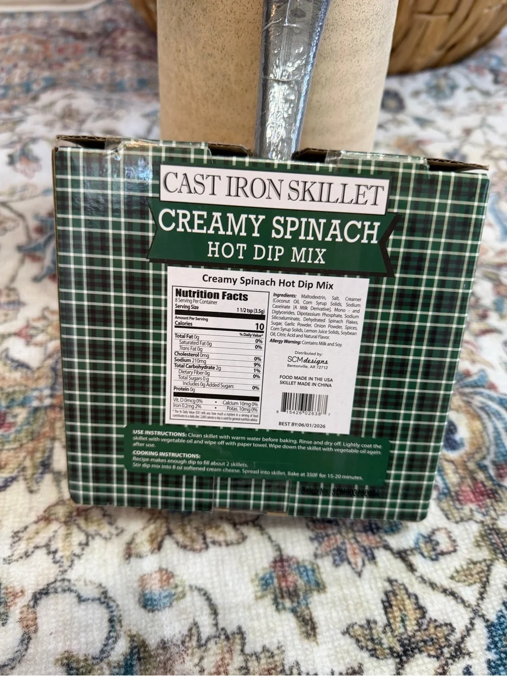 New Mini Cast Iron Skillet Gift Set with Creamy Spinach Hot Dip Mix
